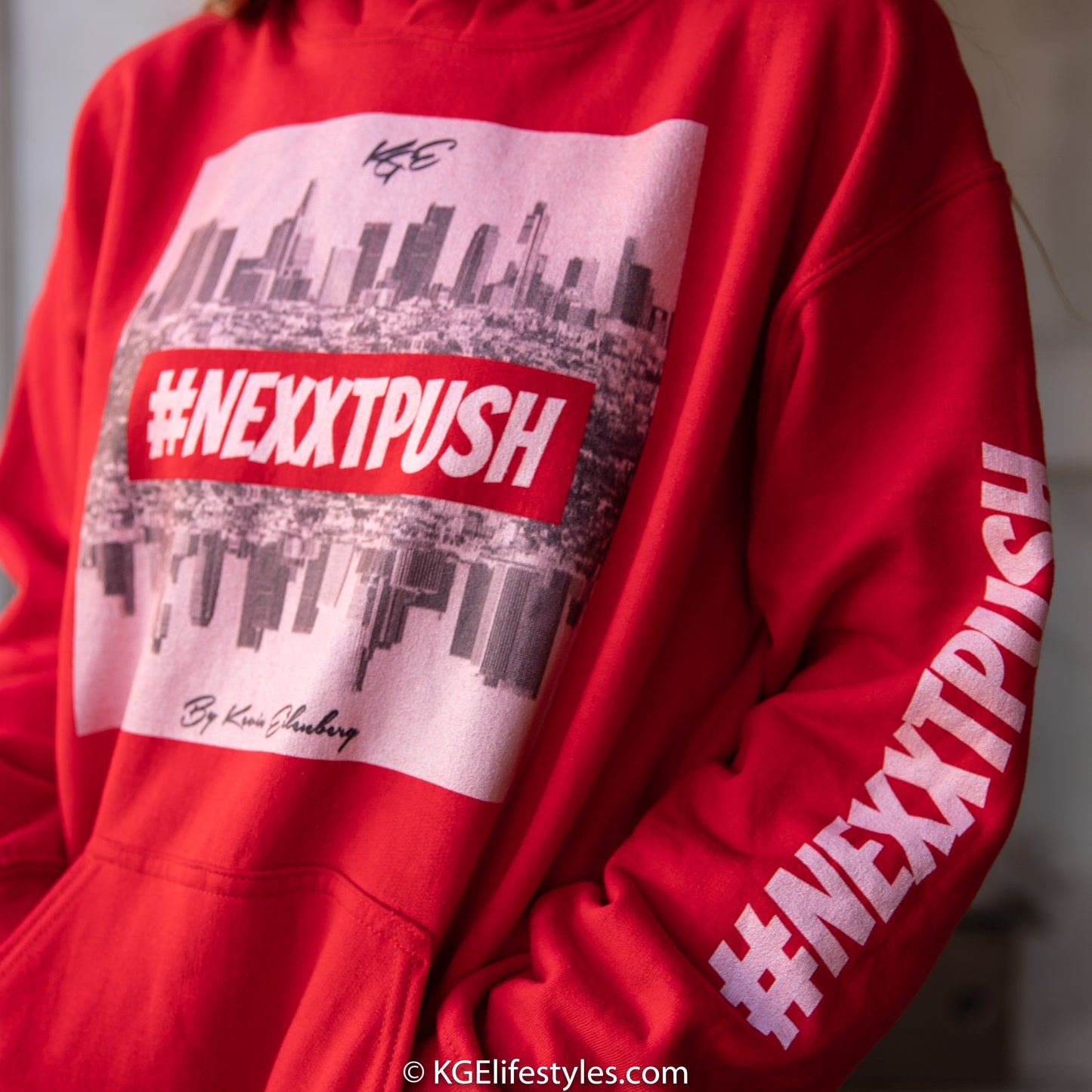 (Last Call) #Nexxtpush - LA RED/lightPink print | Original Hoodie (Sizes S - 5XL)
