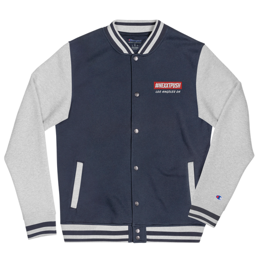 Champion #NEXXTPUSH Red Bar Embroidered Bomber Jacket