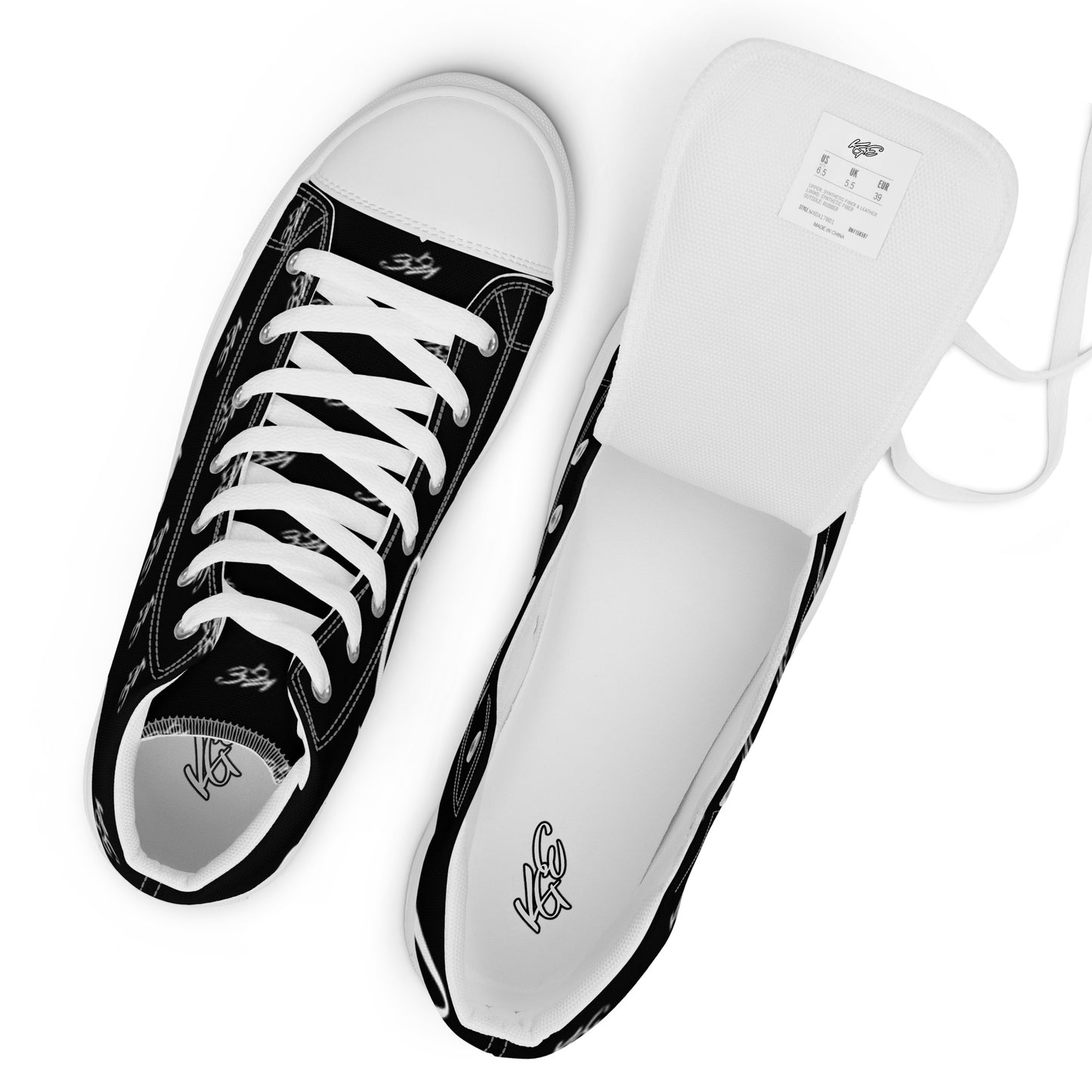 (New) KGE Unltd Black 24's Men’s high top canvas shoes