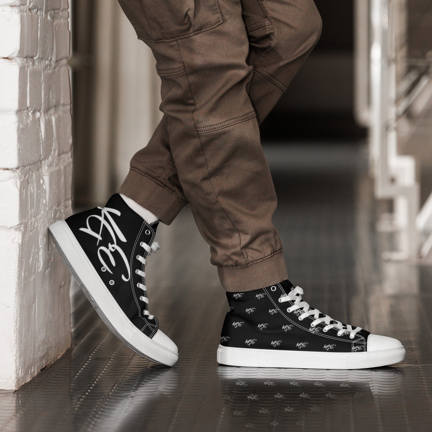 (New) KGE Unltd Black 24's Men’s high top canvas shoes