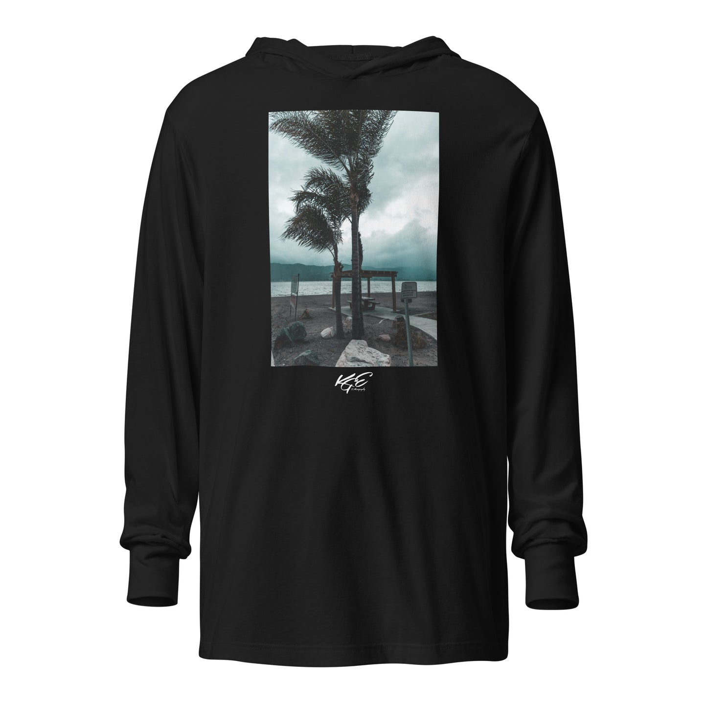 (New) Before the storm, Lake Elsinore CA - KGE Photography Hooded long-sleeve premium tee