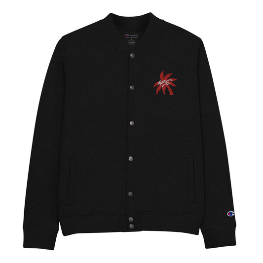 (New) Red KGE Palm Paradise Embroidered Champion Bomber Jacket