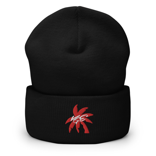 (NEW) Red KGE Palm Paradise Cuffed Beanie
