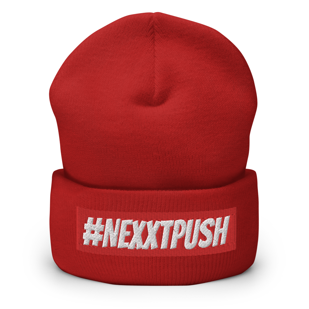 #Nexxtpush Red Bar Cuffed Beanie