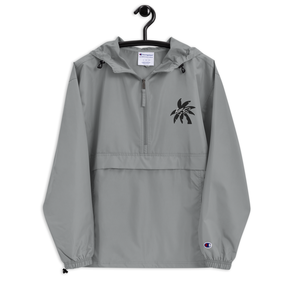Black KGE Palm Paradise Embroidered Champion Packable Jacket