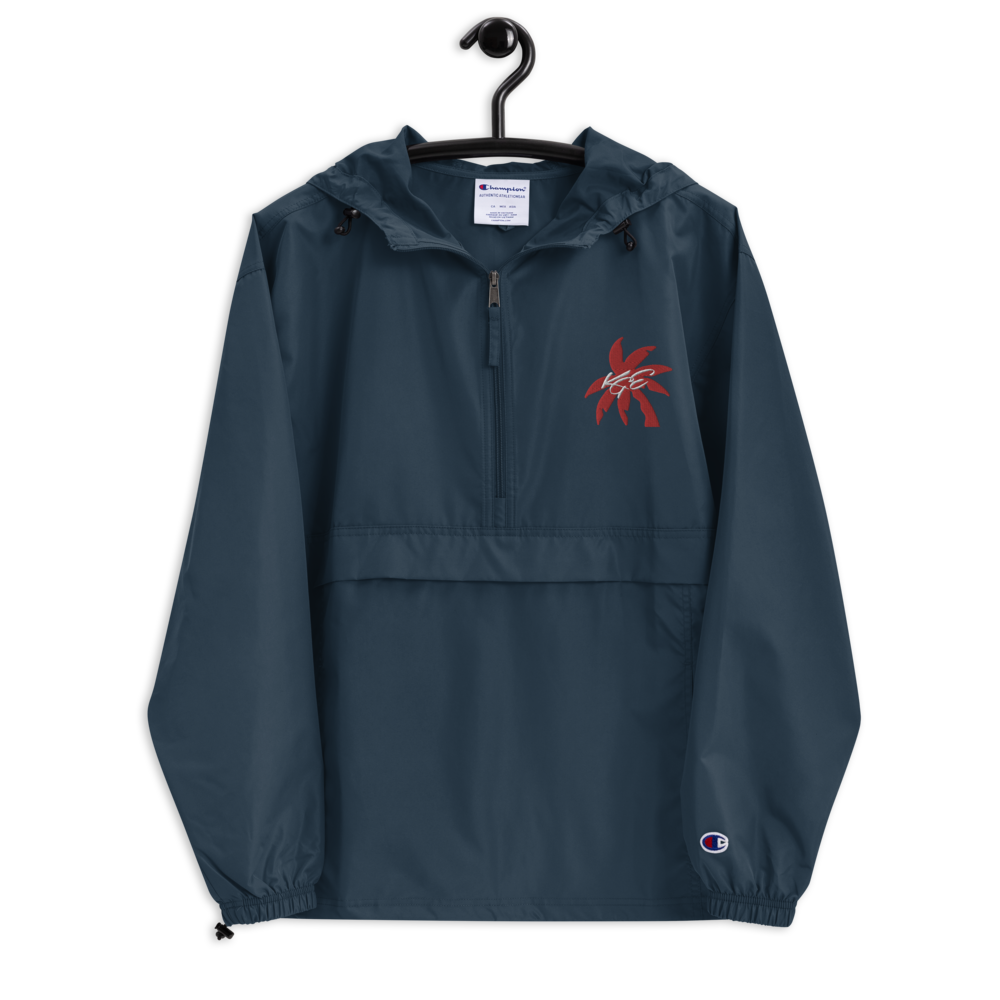 (New) Red KGE Palm Paradise Embroidered Champion Packable Jacket