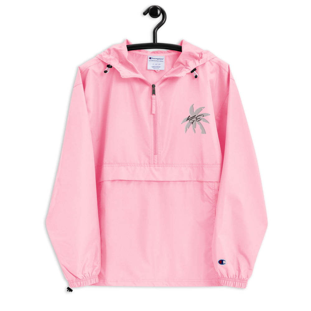 (New) White KGE Palm Paradise Embroidered Champion Packable Jacket
