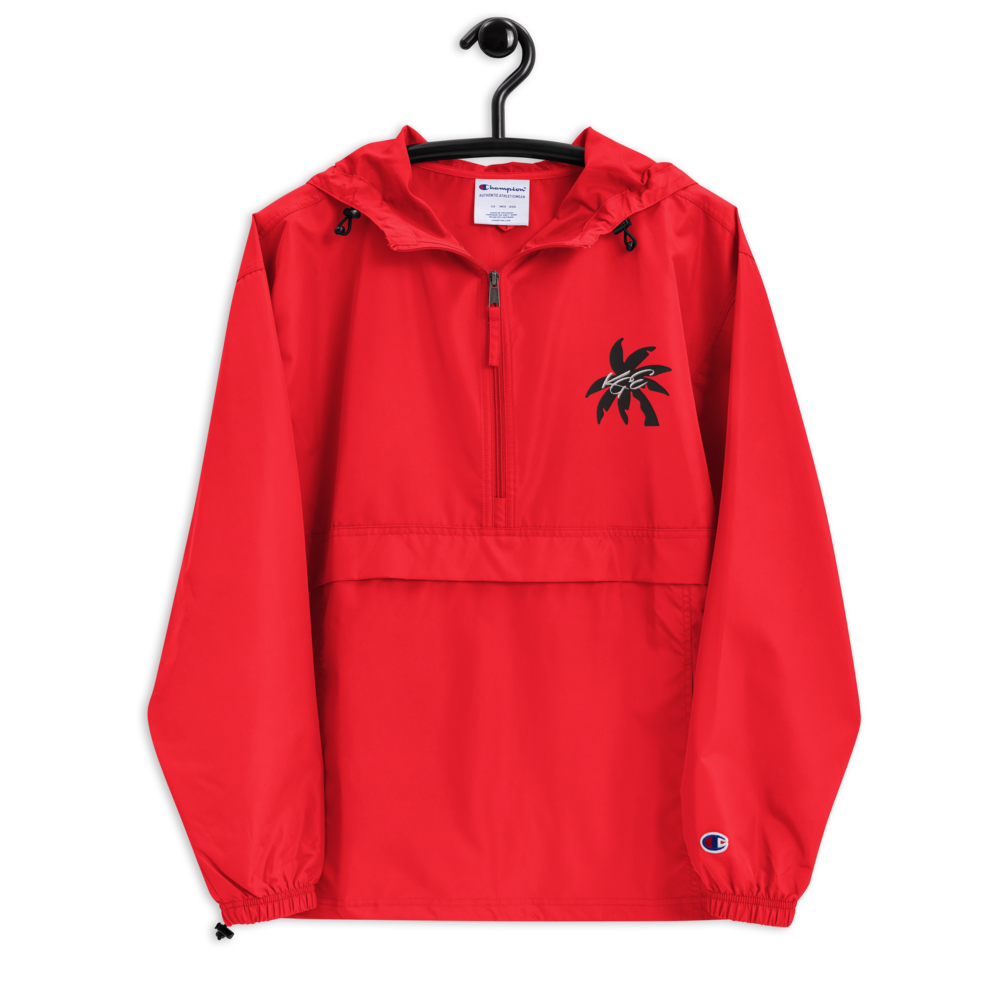 Black KGE Palm Paradise Embroidered Champion Packable Jacket