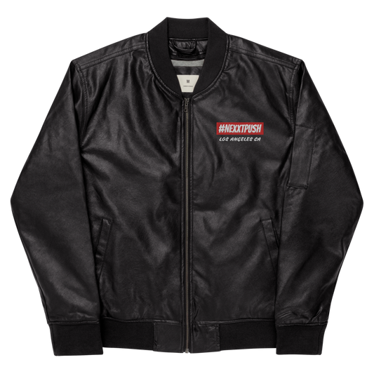 (New) #Nexxtpush Faux-Leather Bomber Jacket