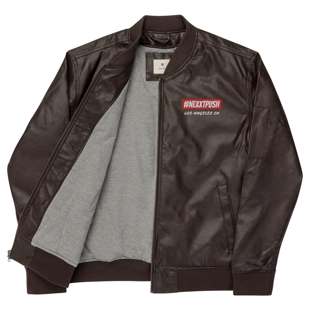 (New) #Nexxtpush Faux-Leather Bomber Jacket