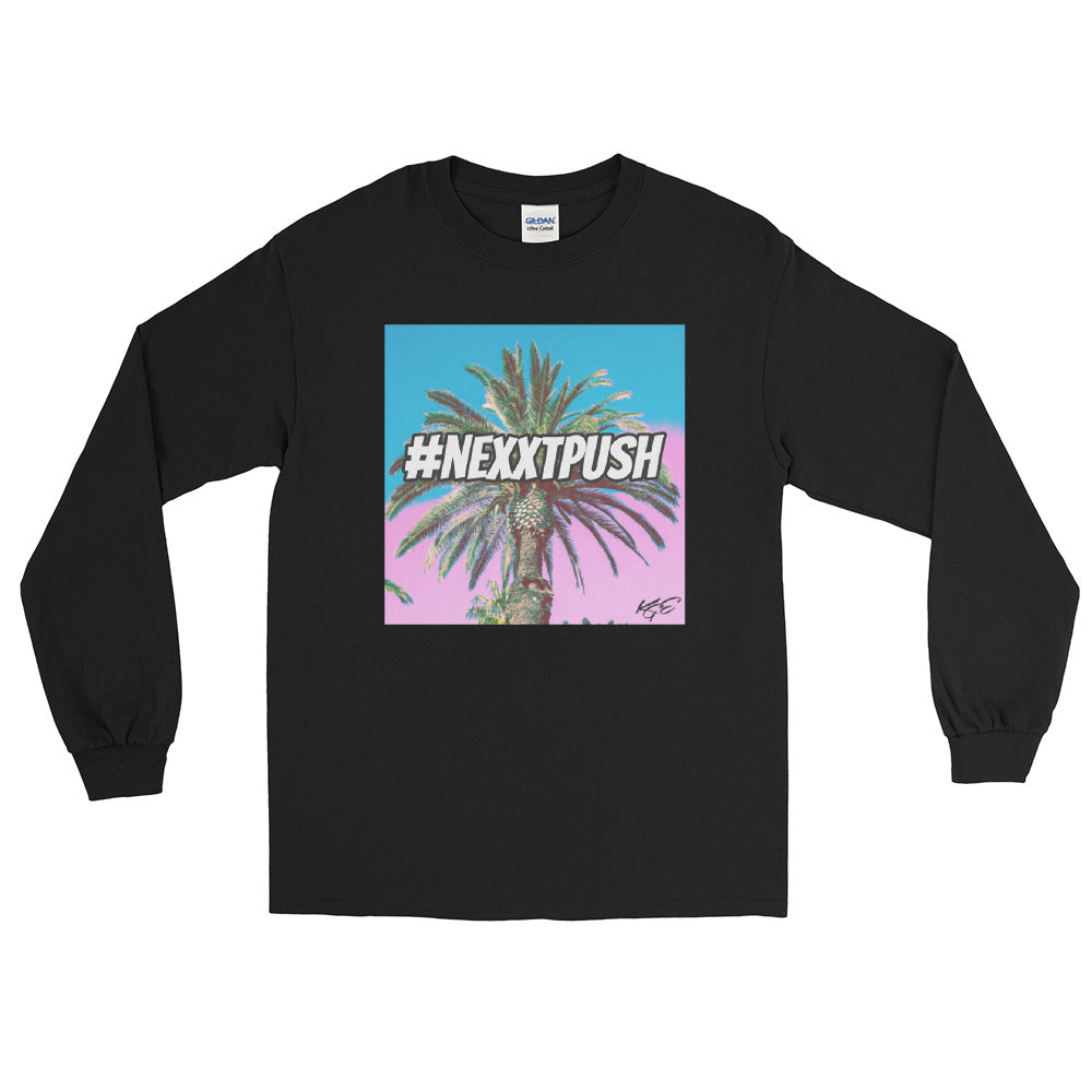 (BIG SIZE) #Nexxtpush Cotton Candy Palm Tree - Original Men’s Long Sleeve Shirt