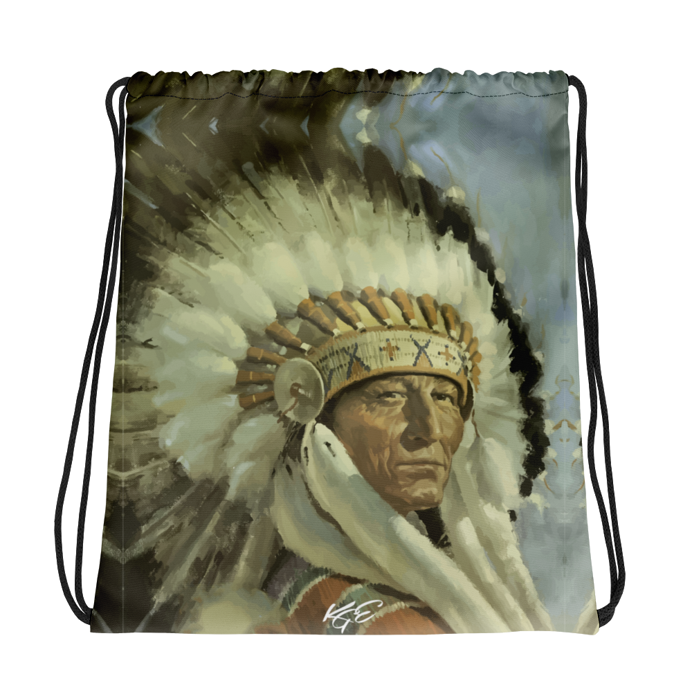 The Doc's indigenous Chief Drawstring bag