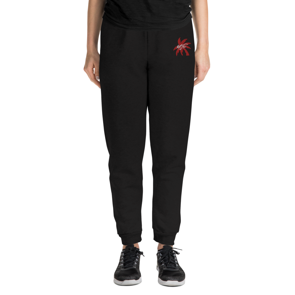Joggers - Red KGE Palm Paradise Embroidered