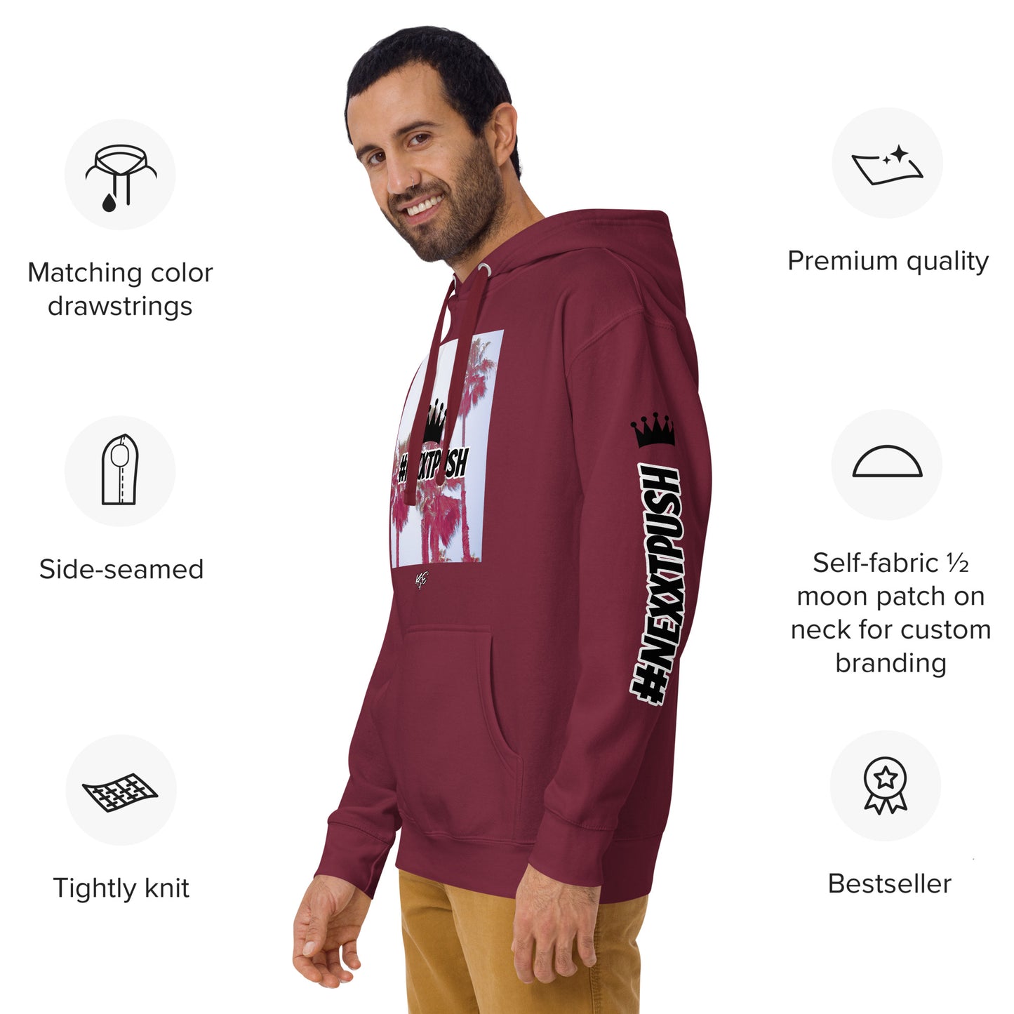 #Nexxtpush Pacific Crown Premium Maroon Hoodie