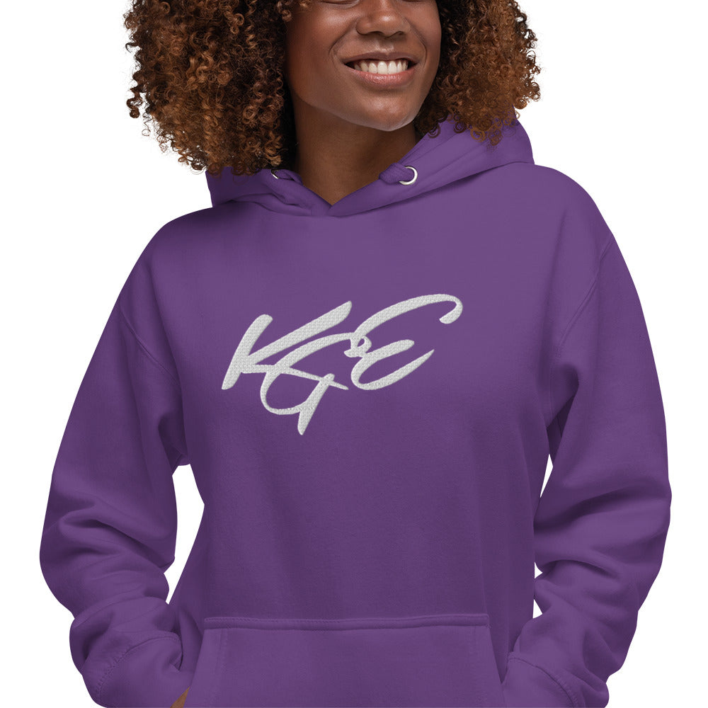 (New) KGE Signature White Embroidery Unisex Premium Hoodie