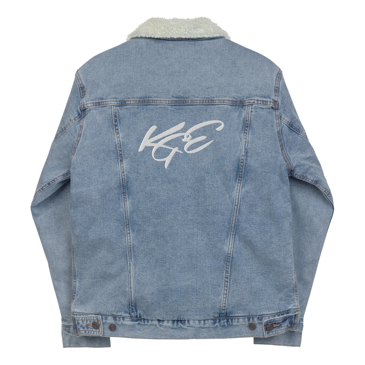 KGE signature brand embroidery denim eco sherpa jacket