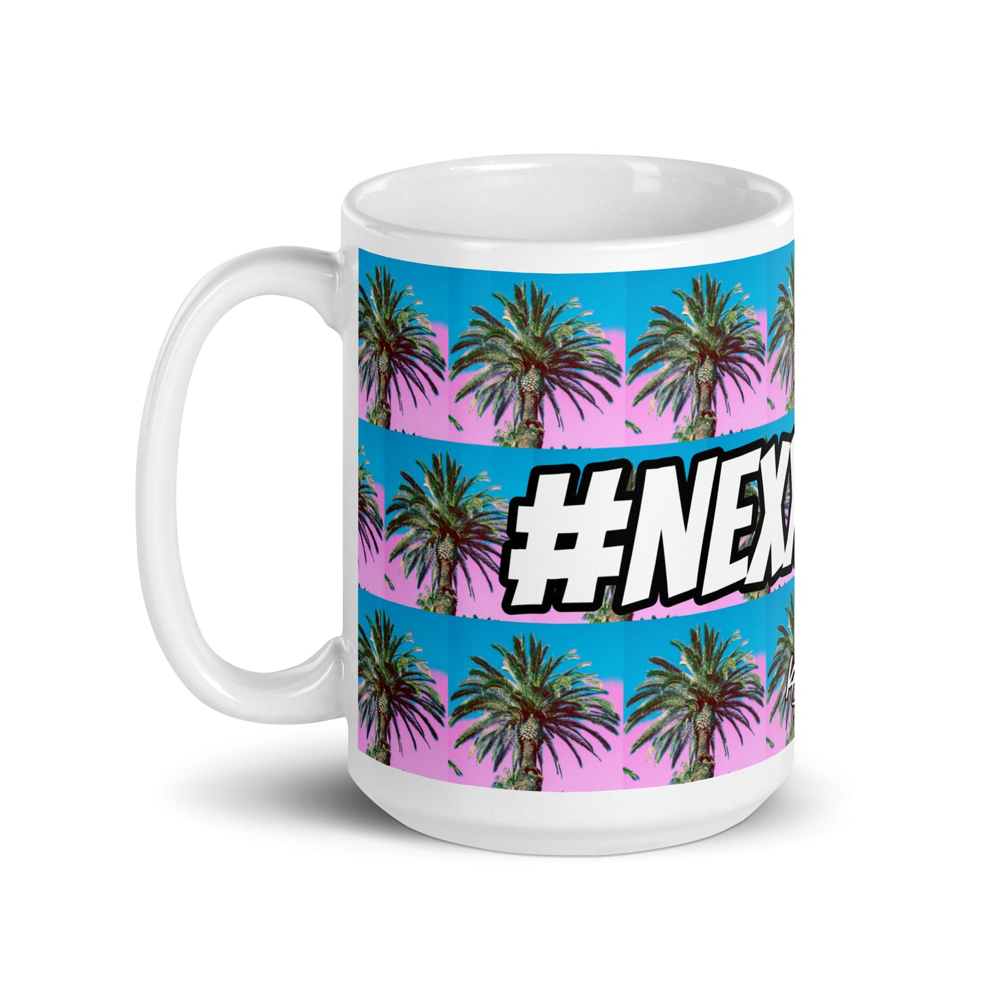 (New) #Nexxtpush Cotton Candy Palm Tree White glossy mug